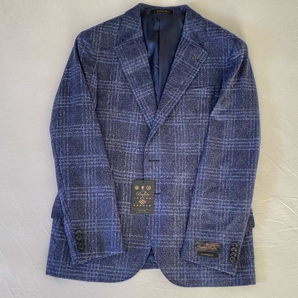 Joseph Abboud Blue Plaid Sport Coat. NWT - Picture 5 of 10